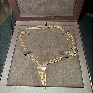 COPY - Monica Vinader 18K Gold & Diamond Bezel Chandelier Drop Layered Necklace